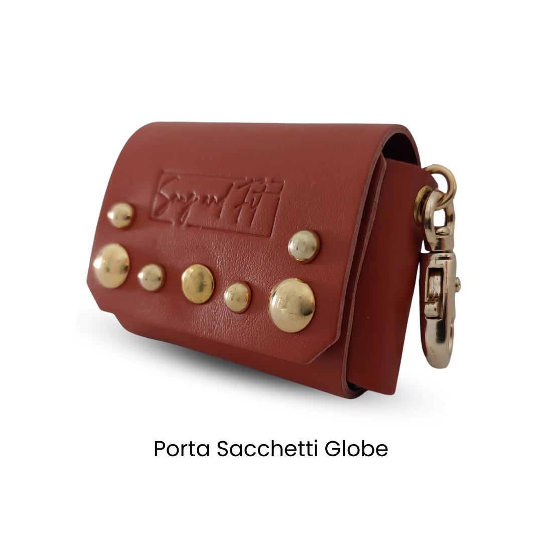 Porta Sacchetti per cani GLOBE in vera pelle colore cuoio – Luxury Line - immagine 2