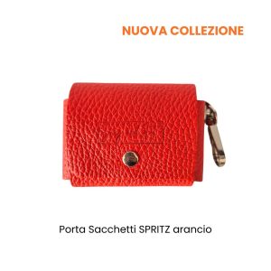 Porta Sacchetti per cani SPRITZ by Snugandfit in vera pelle arancio