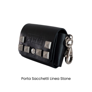 Porta Sacchetti per cani Linea Stone in vera pelle con borchie