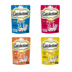 4x60g Catisfactions con Pollo Formaggio Salmone Manzo - Gatto