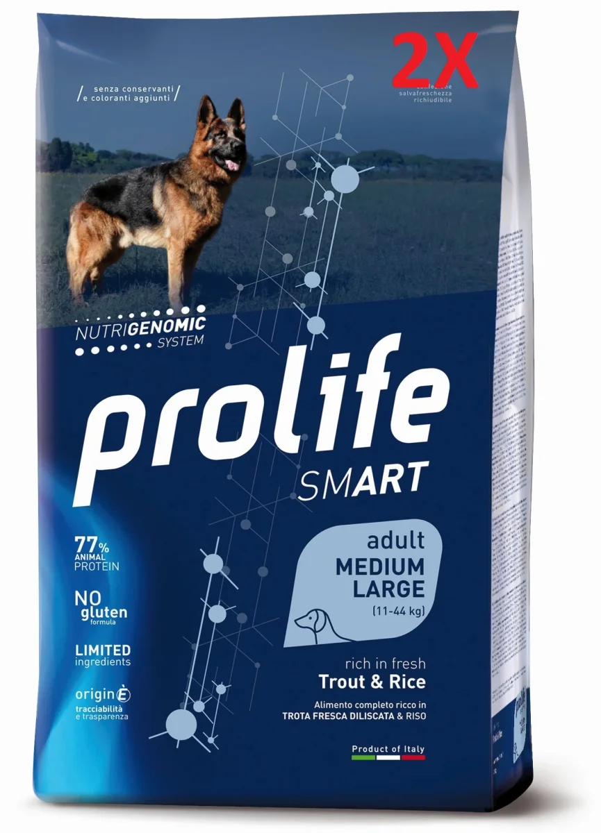 2x12kg Prolife Smart Adult Trota e Riso 12kg - Crocchette per Cani - immagine 2