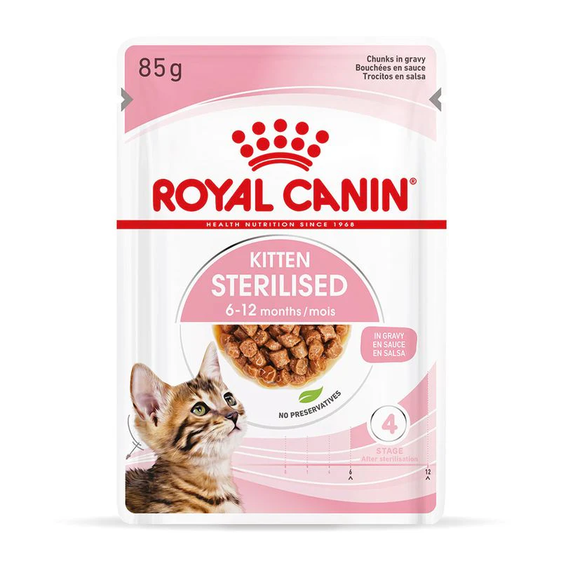 12x85g Royal Canin Kitten Sterilised in Salsa - Cibo Umido per Gatti