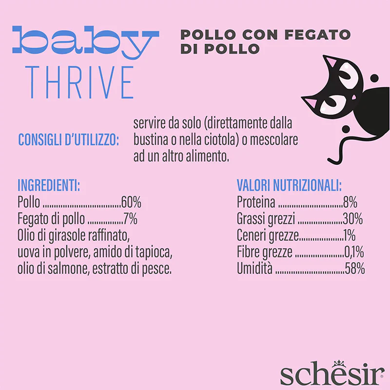 Schesir Baby Thrive Pollo con Fegato in Crema 20x8g - Umido per Gatto - immagine 5