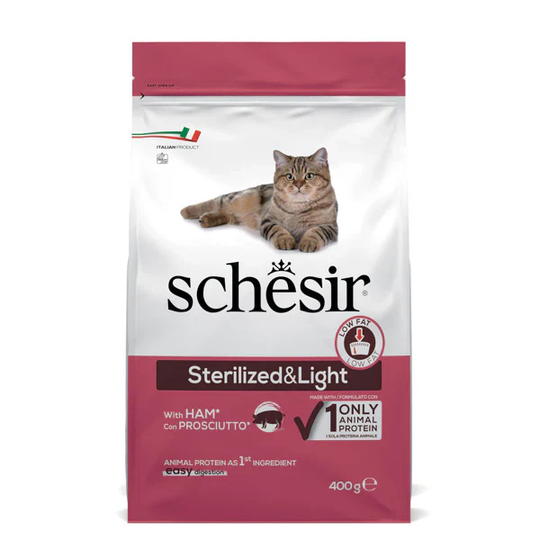 Schesir Sterilized&Light con Prosciutto 400g Crocchette Gatti Sterilizzati - immagine 3