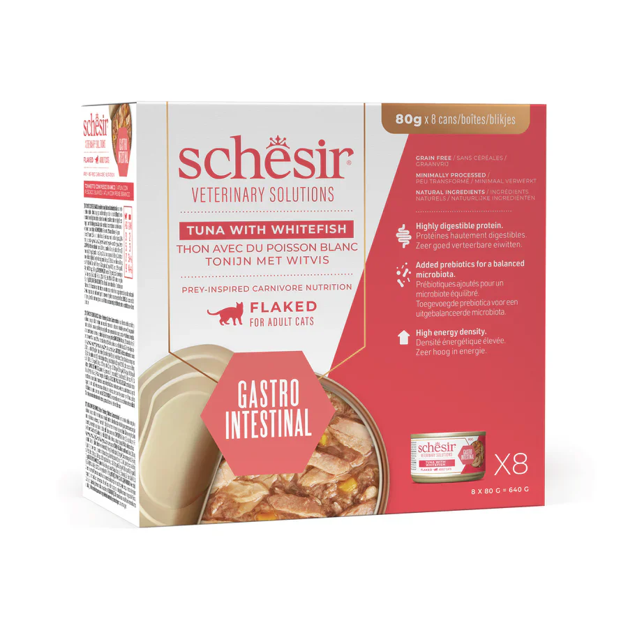 Schesir Gastrointestinal Gatto Tonnetto e Pesce Bianco 8x80 g
