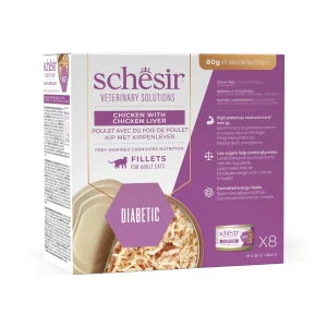 Schesir Veterinary Solution Diabetic Pollo e Fegato 8x80 g