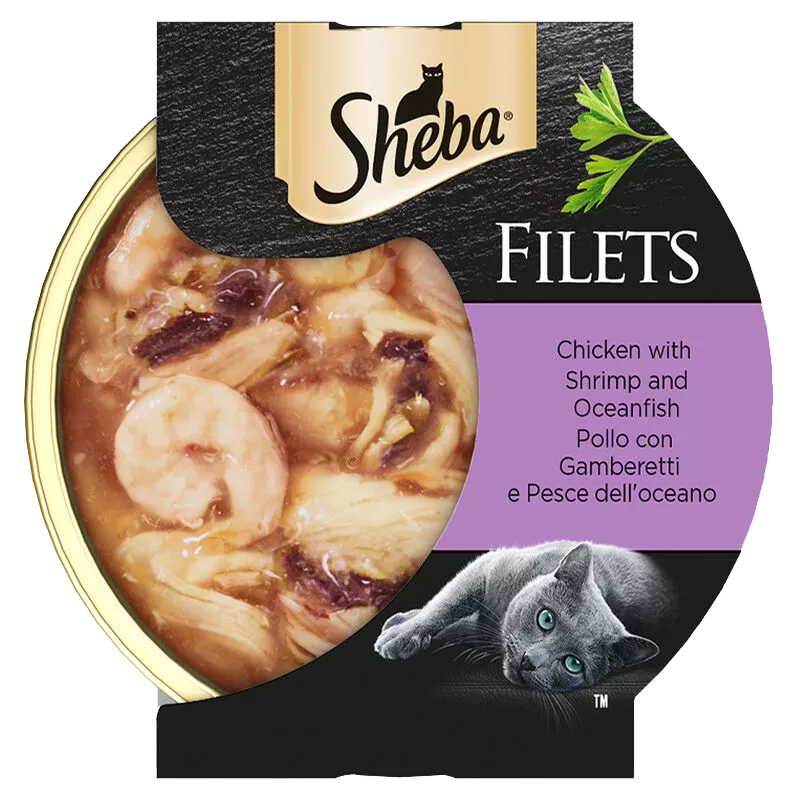 16x60g Sheba Filets Di Pollo Con Gamberetti E Pesce Dell Oceano