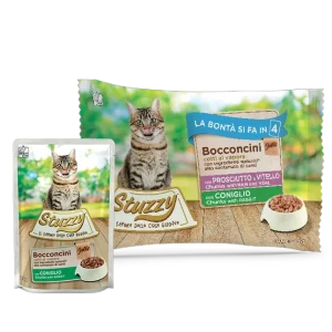 4x85g Stuzzy Multipack Bocconcini Prosciutto Vitello e Coniglio – Gatto Adulto
