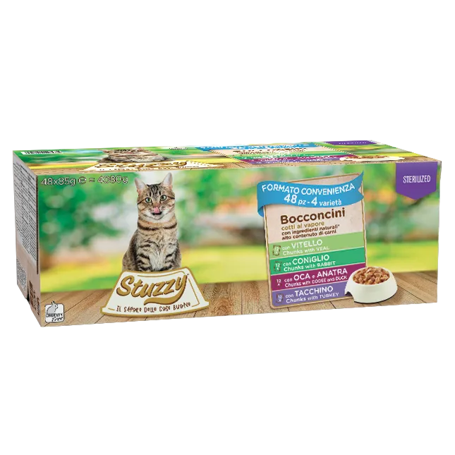 48x85g Stuzzy Multipack Bocconcini Vitello, Tacchino, Coniglio, Oca e Anatra