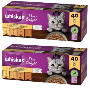 80x85g Whiskas Pure Delight Gatti Adulti Pollo Tacchino