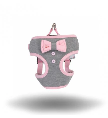 Camon Pettorina Grigia con Fiocco Rosa Love Misura S 48/58 cm