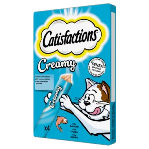 Catisfactions Creamy Salmone 4x10g - Snack per Gatti in Crema