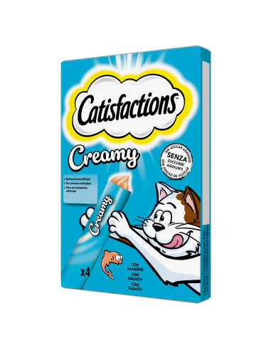 Catisfactions Creamy Salmone 4x10g - Snack per Gatti in Crema - immagine 2