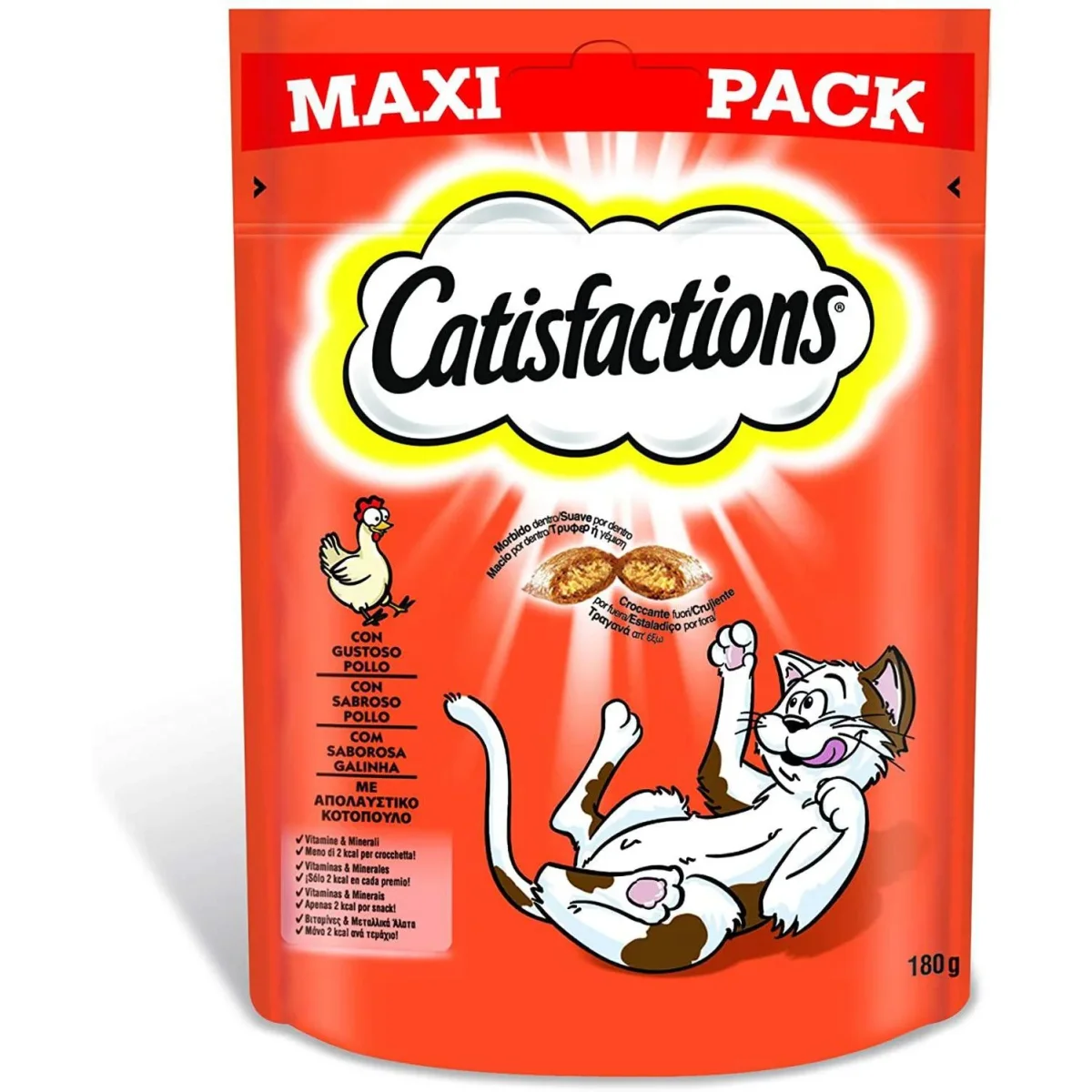 Catisfactions Maxi Pack con Pollo 180g - Snack per Gatti