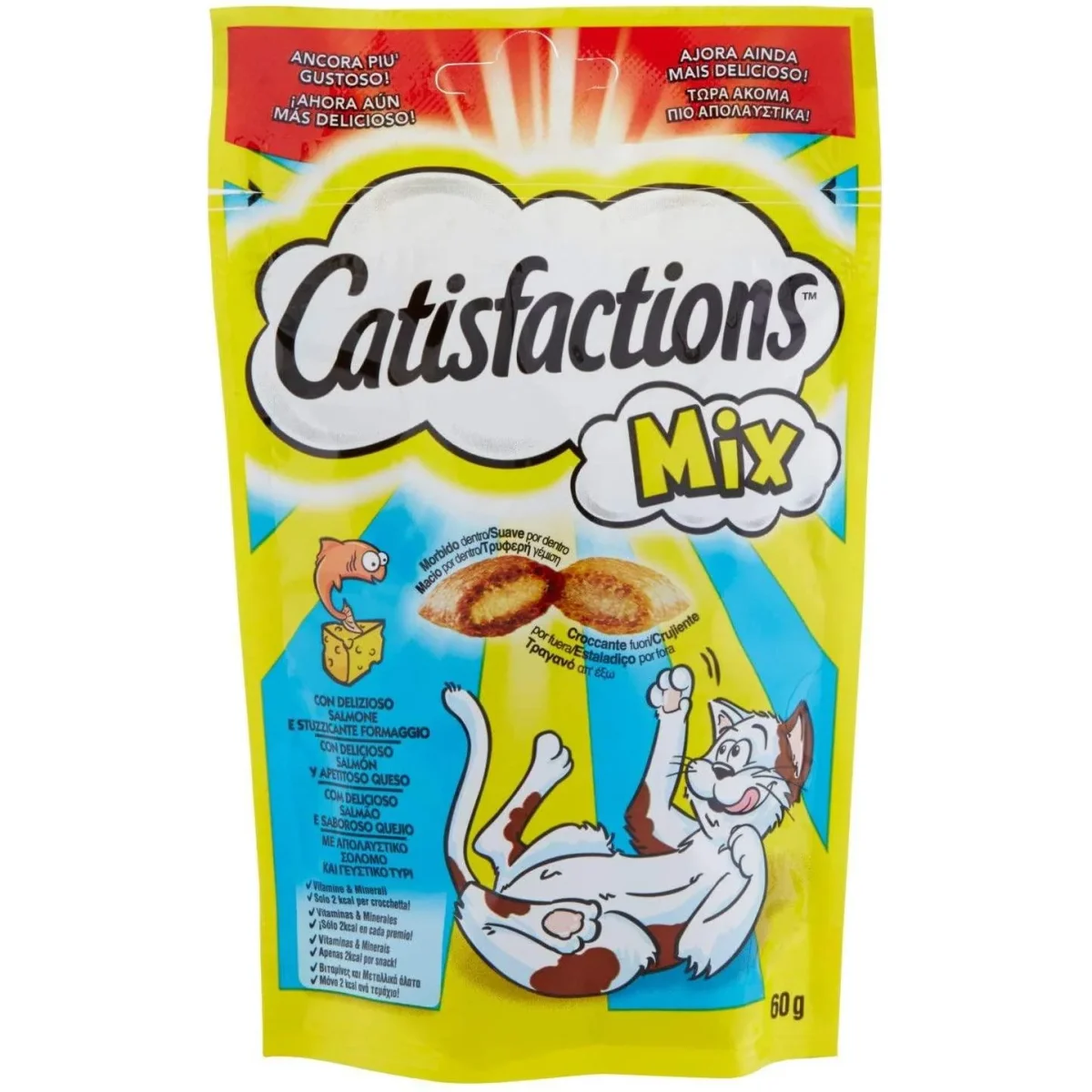 3x60g Catisfactions con Salmone e Formaggio - Snack per Gatti