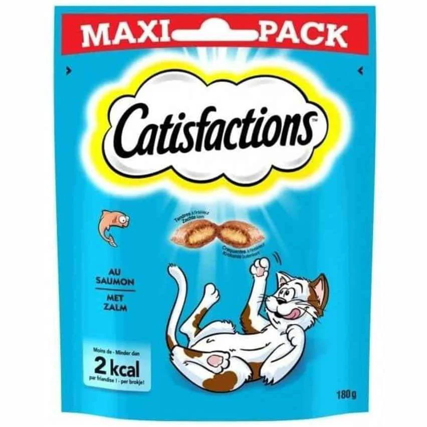 3x180g Catisfactions Maxi Pack con Salmone - Snack per Gatti - immagine 2