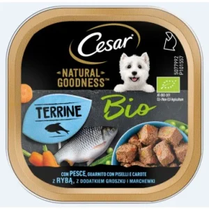 Cesar Natural Goodness BIO Pesce Piselli e Carote 100g - Cibo Umido per Cani