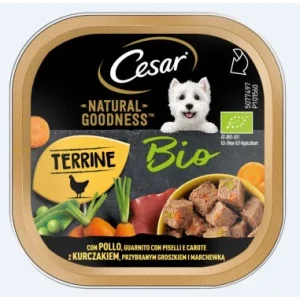 Cesar Natural Goodness BIO Pollo Piselli e Carote 100g - Cibo Umido per Cani