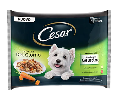 Cesar Le Delizie del Giorno Selezione In Gelatina 4X100g - Cibo Umido per Cani - immagine 2