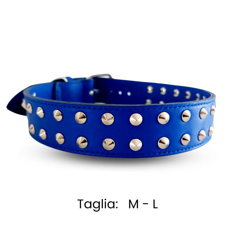 Collare cane in vera pelle LINEA SKY con borchie – blu elettrico - immagine 4