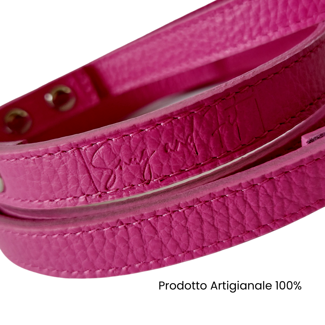 Guinzaglio per cani Snug and Fit in vera pelle fucsia - immagine 4