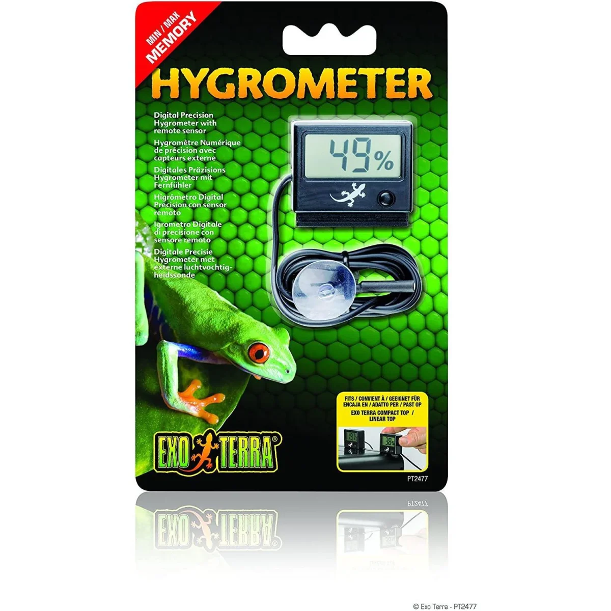Exo Terra Igrometro Digitale con Sonda Registra Minimo e Massimo