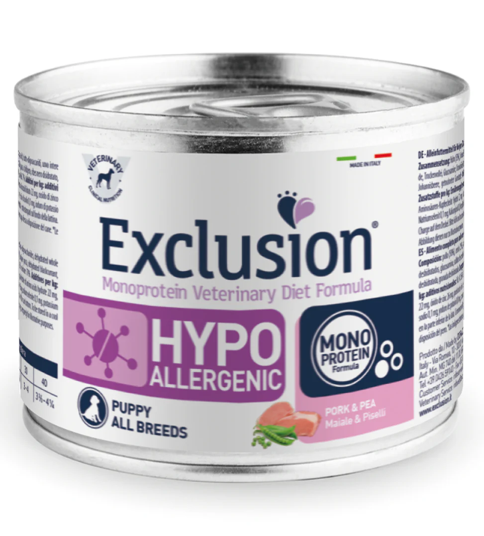 Exclusion Hypoallergenic Puppy Maiale e Piselli 200g - Cibo Umido per Cani Cuccioli