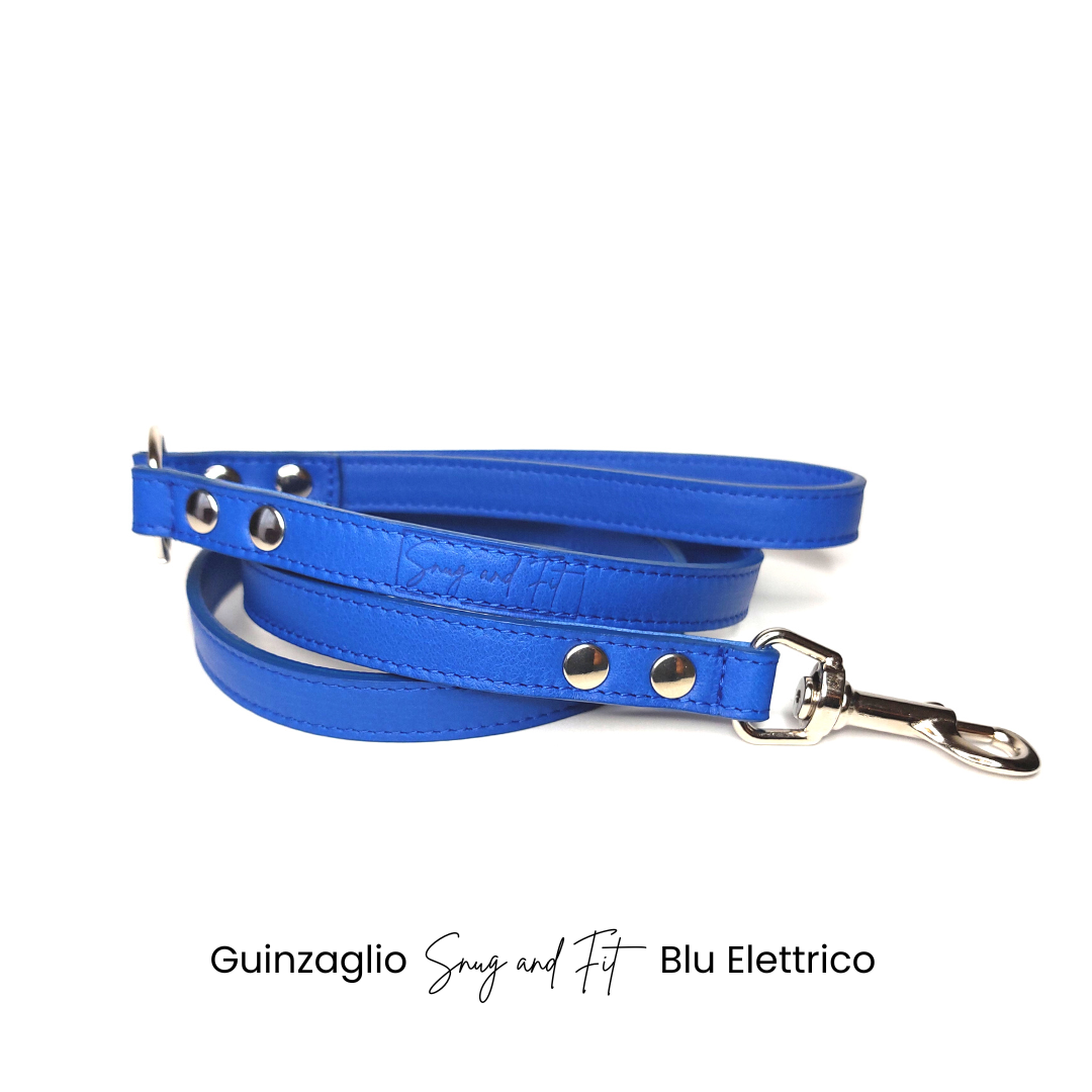 Guinzaglio Snug and Fit blu elettrico in vera pelle