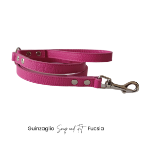 Guinzaglio per cani Snug and Fit in vera pelle fucsia
