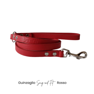 Guinzaglio Snug and Fit rosso in vera pelle