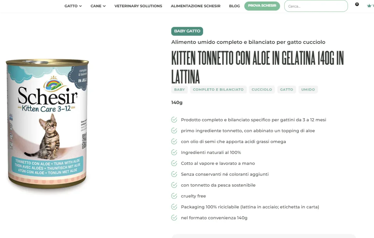 Schesir Kitten Tonnetto con Aloe in Gelatina 140g - Gatto Cucciolo - immagine 4