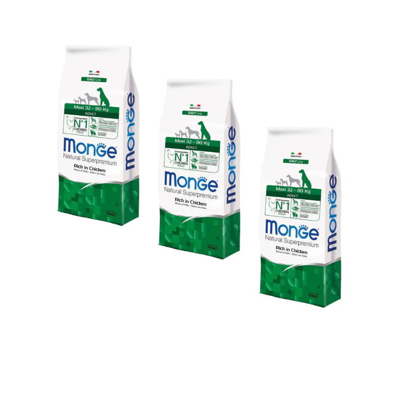3x12kg Monge Maxi Adult Pollo Cane - immagine 2