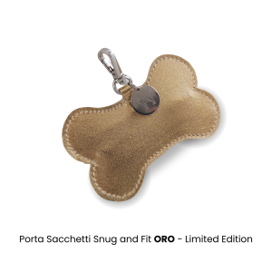 Porta Sacchetti Snug&Fit a forma di Osso in vera pelle Oro