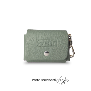 PRODOTTO ESAURITO – Porta Sacchetti per cani AZTEC in vera pelle salvia