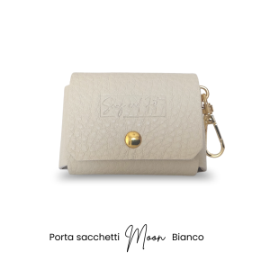 Porta Sacchetti MOON in vera pelle bianco panna