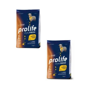2x12kg Prolife Dual Fresh Adult Medium/Large Bufalo e Agnello 12kg