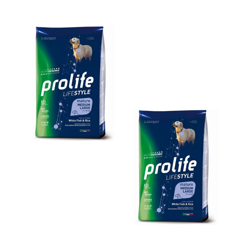 2x12kg Prolife Life Style Mature Pesce Bianco e Riso – Medium/Large - immagine 2