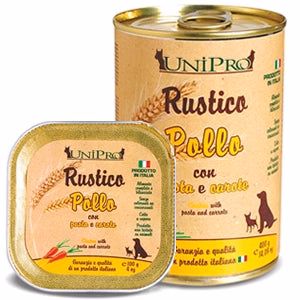 Unipro Rustico Pollo con Pasta Integrale e Carote 100g - Cibo Umido per Cani