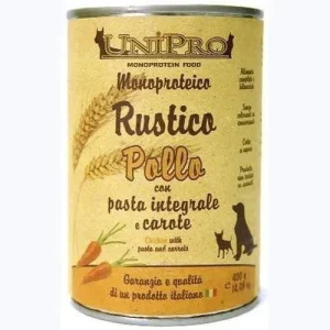 Unipro Rustico Pollo con Pasta Integrale e Carote 400g - Cibo Umido per Cani