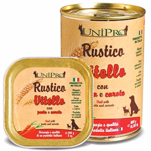 Unipro Rustico Vitello con Pasta Integrale e Carote 100g - Cibo Umido per Cani