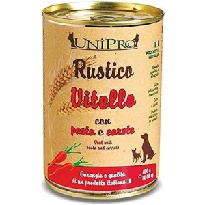Unipro Rustico Vitello con Pasta Integrale e Carote 400g - Cibo Umido per Cani
