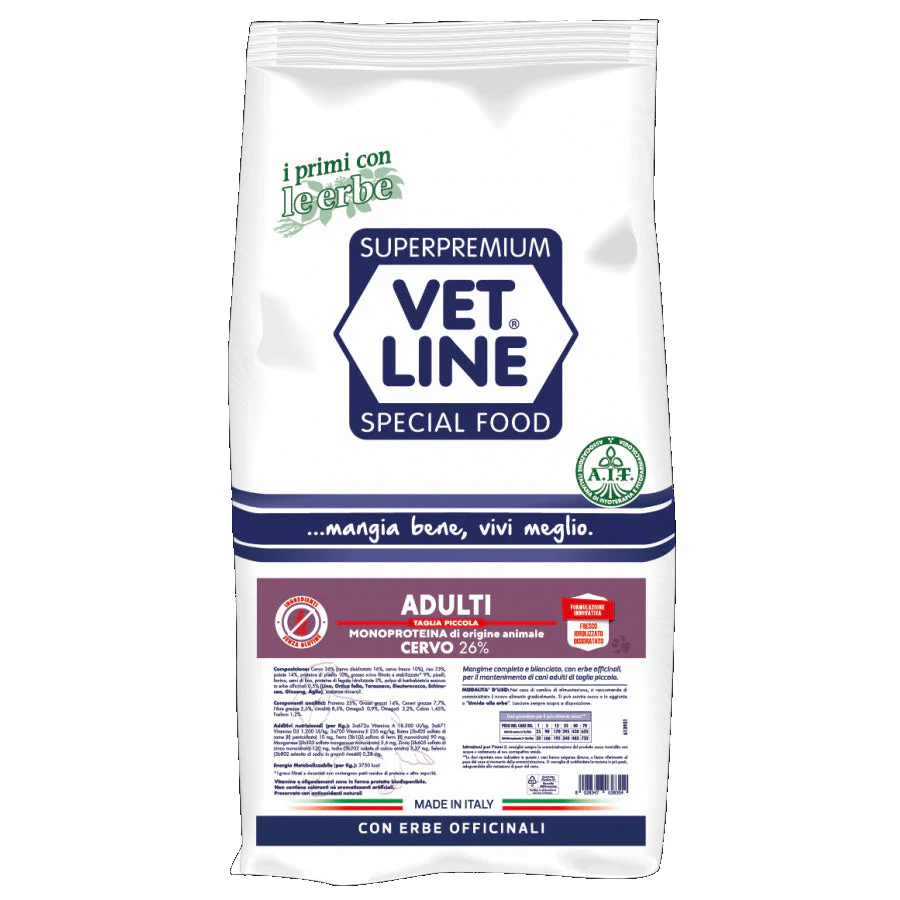 Vet Line Adult Cervo Taglia piccola 3kg Crocchette per Cani