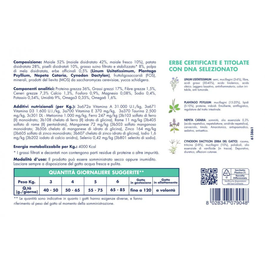 Vet Line Salute SENSI Maiale Grain Free 400g Crocchette Gatti - immagine 3